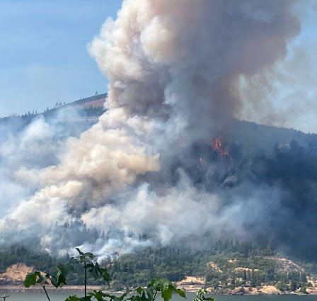 A photograph of a very destructive wildfire known as the Tunnel Fire that occurred in July 2023 in Washington State.